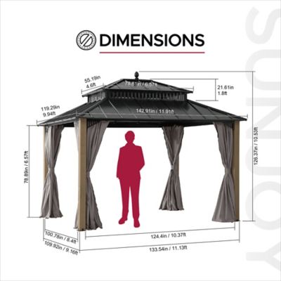Image showing  Kingston 10 x 12ft. Steel & PC Roof Top/Hardtop Gazebo with Curtain and Netting