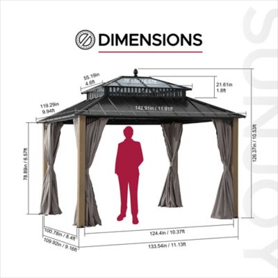 Image showing  Kingston 10 x 12ft. Steel & PC Roof Top/Hardtop Gazebo with Curtain and Netting