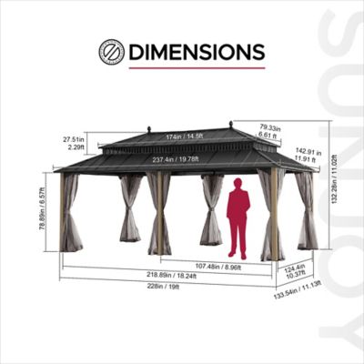 Image showing  Kingston 20x12Steel & PC Roof /Hardtop Gazebo with Curtain and Netting