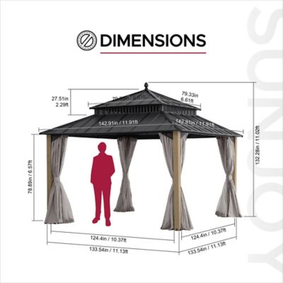 Image showing  Kingston 12x12 Steel & PC Roof /Hardtop Gazebo with Curtain and Netting