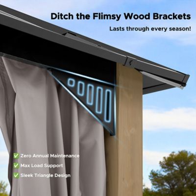 Image showing 7 th Sunjoy Kingston 12x12 Steel & PC Roof /Hardtop Gazebo with Curtain and Netting