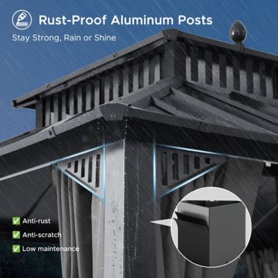 Image showing 4 th Sunjoy Kingston 12x12 Steel & PC Roof /Hardtop Gazebo with Curtain and Netting