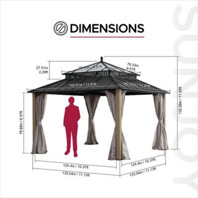 Image showing  Kingston 12 x 12ft. Steel & PC Roof/Hardtop Gazebo with Curtain and Netting