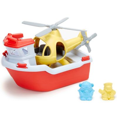 Green Toys Rescue Boat & Helicopter Set, Red-Yellow