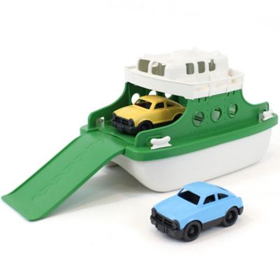 Green Toys Ferry Boat, Green & White, Floating Toy Vehicle & 2 Mini Cars