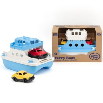 Image showing  Ferry Boat, Blue & White, Floating Toy Vehicle & 2 Mini Cars