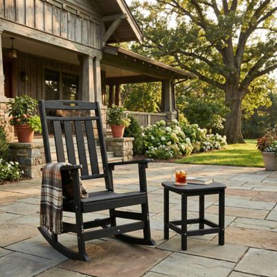 Image showing 6 th Upland 2-Piece HDPE Outdoor Rocking Chair Set with Side Table, All-Weather Porch Rocker and End Table Bundle