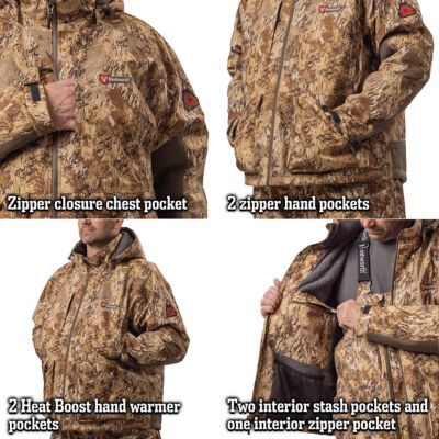 Image showing 4 th Huntworth Men's Huron Heavy Weight Wateproof Rain Jacket, Heat Boost, Merino Wool, Obrys