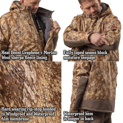 Image showing 2 th Huntworth Men's Huron Heavy Weight Wateproof Rain Jacket, Heat Boost, Merino Wool, Obrys