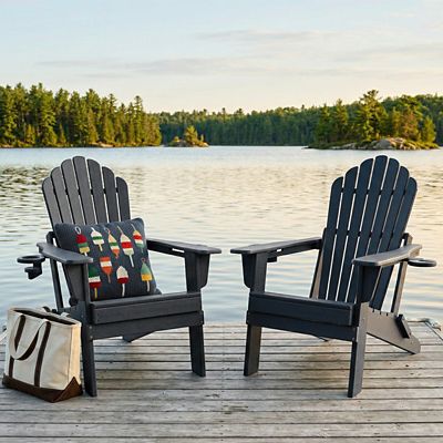 Image showing 6 th Upland Upgraded Folding All-Weather HDPE Adirondack Chair with Dual Cup Holders, 37.8 in. Extra High Back & Reinforced Seat