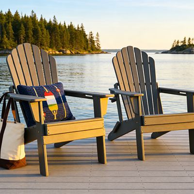 Image showing 5 th Upland Upgraded Folding All-Weather HDPE Adirondack Chair with Dual Cup Holders, 37.8 in. Extra High Back & Reinforced Seat