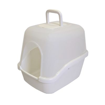 Richell PAW TRAX Hooded Cat Litter Box White