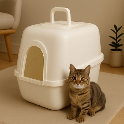 Image showing  PAW TRAX Hooded Cat Litter Box White