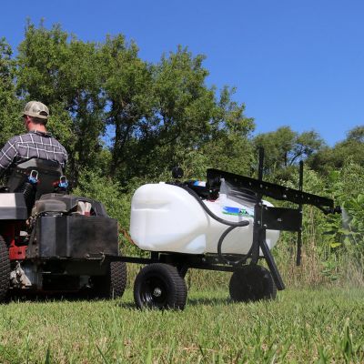 Image showing 3 th Master Mfg 15 gal. Pull Behind Broadcast Sprayer, 2.2GPM, 7 ft. Swath