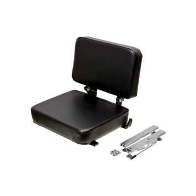 Uni Pro Universal Forklift Seat Top Assembly, With Unattached Slide Rails, Black Vinyl