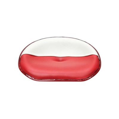Image showing  International Harvester HM Pan Seat, 4-Bolt Mount Pattern & Brass Ring, Red & White Vinyl