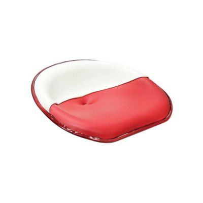 Image showing  International Harvester HM Pan Seat, 4-Bolt Mount Pattern & Brass Ring, Red & White Vinyl
