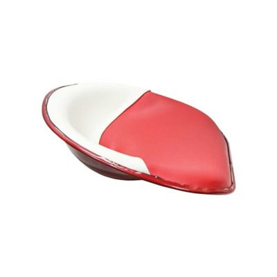 Image showing  International Harvester HM Pan Seat, 4-Bolt Mount Pattern & Brass Ring, Red & White Vinyl
