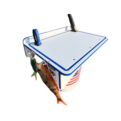 Image showing  Single Fillet Table Board for Pails or Buckets, 18 x 12in. with Legs for Flat Surfaces, White/Blue/White