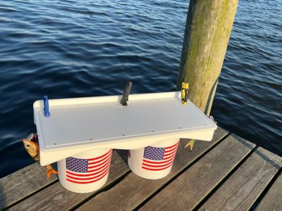 Image showing  Double Fillet Table Board for 2 Buckets, 33 x 12in. with Legs for Flat Surfaces, White