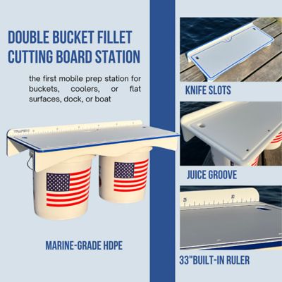 Image showing  Double Fillet Table Board for 2 Buckets, 33 x 12in. with Legs for Flat Surfaces, White