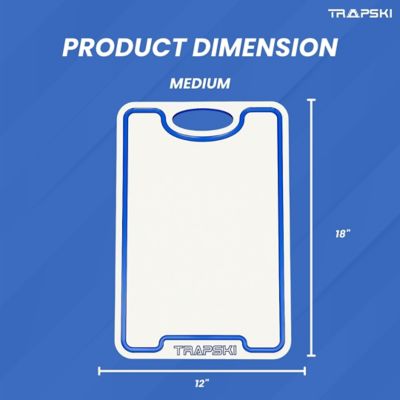 Image showing 8 th TRAPSKI Boat Cutting Board 18 x 12in. with Non-Skid Rubber Feet for Any Flat Surface, White/Blue/White