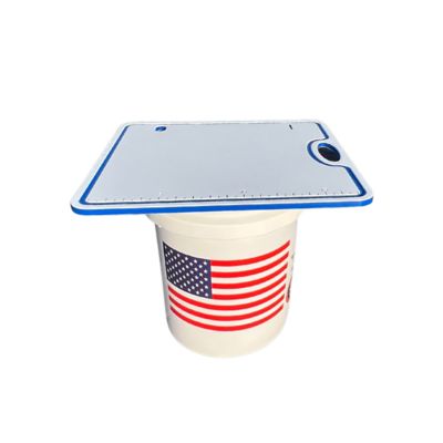 TRAPSKI Bucket Board Fillet Table for Coolers and Buckets, 18 x 16in. with Ruler & Rubber Feet for Multi-Surface Use, White/Blue