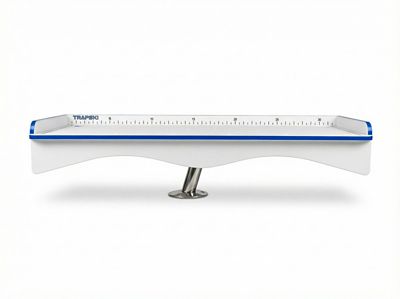 TRAPSKI Double Fillet Table with Rod Mount for 2 Buckets, 33 x 12in., with Legs for Flat Surfaces, White/Blue/White