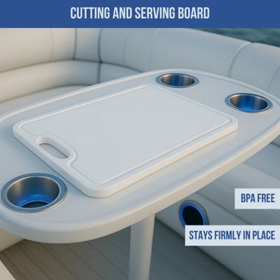 Image showing  Boat Cutting Board 18 x 12in. with Non-Skid Rubber Feet for Any Flat Surface, White