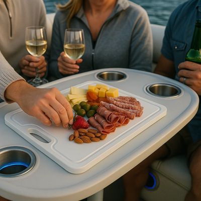 Image showing  Boat Cutting Board 18 x 12in. with Non-Skid Rubber Feet for Any Flat Surface, White