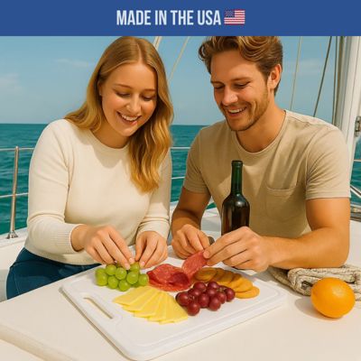 Image showing  Boat Cutting Board 18 x 12in. with Non-Skid Rubber Feet for Any Flat Surface, White