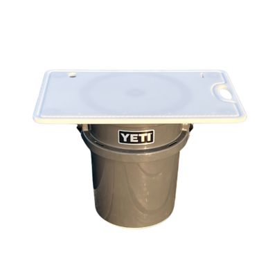 TRAPSKI Bucket Board Fillet Table for Coolers and Buckets, 18 x 16in. with Ruler & Rubber Feet for Multi-Surface Use, White