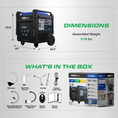 Image showing 12 th DuroMax 11,000 Watt Portable Tri Fuel Inverter Generator - Quiet, Low THD
