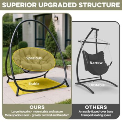 Image showing  Hammock Hanging Chair with Stand Round-Shaped Swing Chair Indoor with Padded Cushion for Outdoor Bedroom Patio Balcony