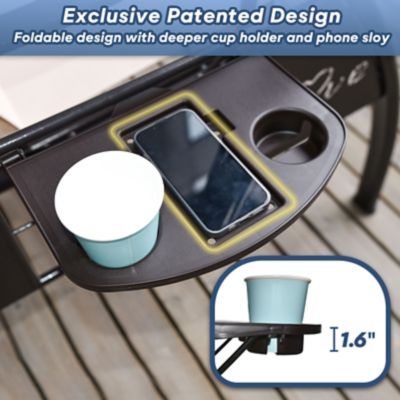 Image showing  3 Seat Outdoor Porch Swing with Stand 800 lb. 2 in 1 Swing Bed with Adjustable Canopy & Cushion, Khaki, Square Tube