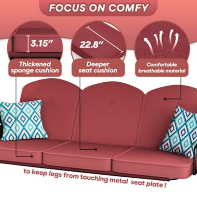 Image showing 2 th Upland 3 Seat Outdoor Porch Swing with Stand 800 lb. 2 in 1 Swing Bed with Adjustable Canopy and Cushion, Khaki, Round Tube