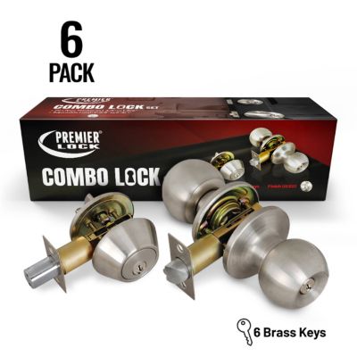 Grip Tight Tools Stainless Steel Entry Lock Set Door Knob & Deadbolt with 36 KW1 Keys, 6 pk., Keyed Alike