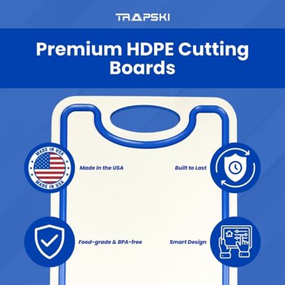 Image showing  Premium Cutting Board 1/2 Thick, Multi-Use, Juice Groove, 9 x 12in., Small, White/Blue/White