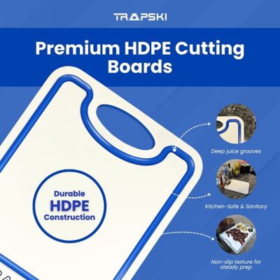 Image showing  Premium Cutting Board 1/2 Thick, Multi-Use, Juice Groove, 9 x 12in., Small, White/Blue/White