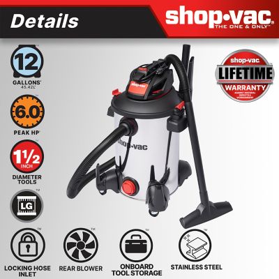Shop-Vac 12 gal. 6.0 Peak HP Stainless Steel Wet/Dry Vacuum