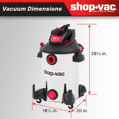 Image showing  12 gal. 6.0 Peak HP Stainless Steel Wet/Dry Vacuum