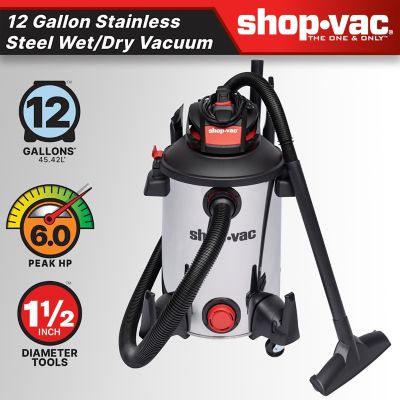 Image showing 6 th Shop-Vac 12 gal. 6.0 Peak HP Stainless Steel Wet/Dry Vacuum