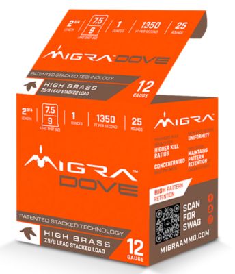 Migra Ammunitions 12-Gauge Dove 7.5/9-Shot Shotgun Shells, 2-3/4 in., 1 oz., 25 Rounds