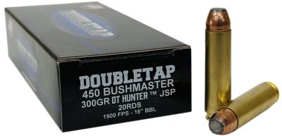 DoubleTap Ammunition .450 Bushmaster 300-Grain Jacketed Soft Point Handgun Ammunition, 20 Rounds