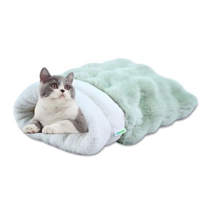 GOOPAWS 4 in 1 Self Warming Cat Sack Bed Cave, Green