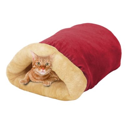 GOOPAWS Covered Cat & Dog Bed, Burgundy