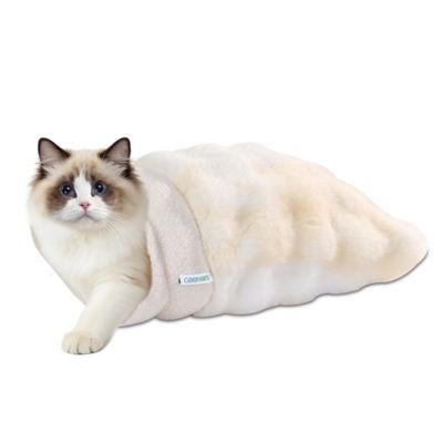 GOOPAWS 4 in 1 Self Warming Cat Sack Bed Cave, Cream