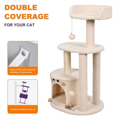 Image showing 2 th GOOPAWS Faux Fur Top Perch Cat Tree & Condo