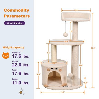 Image showing 5 th GOOPAWS Faux Fur Top Perch Cat Tree & Condo