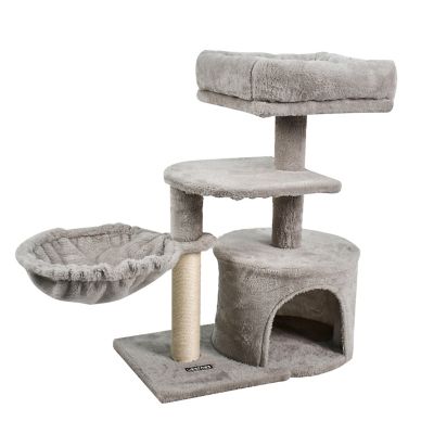 Image showing  27 in. Faux Fur Cat Tree & Condo, Light Grey